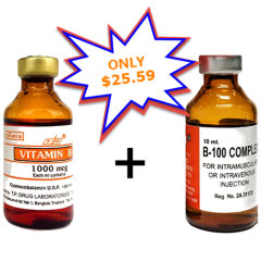 Image of Vitamin B12 1000mcg and B100 B-Complex 10ml vial injection