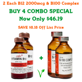 BUY 4 Combo - Vitamin B12 2000mcg + B100 B-Complex 