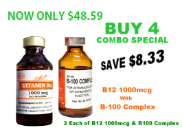 BUY 4 Combo -  Vitamin B12 1000mcg + B100 B-Complex 