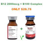 Imagen combinada de B12 2000 mcg y complejo B100