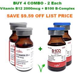 BUY 4 Combo - Vitamin B12 2000mcg + B100 B-Complex 