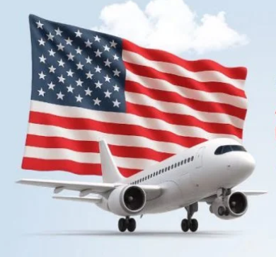 american flag with plane