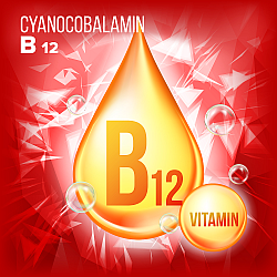 image of b12 cyanocobalamin drop red and orange